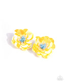 Floating Florals - Yellow Paparazzi Earrings