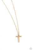 Leave Your Initials - Gold - T Paparazzi Gold Necklace All Eyes On U 