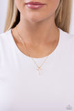 Leave Your Initials - Gold - T Paparazzi Gold Necklace All Eyes On U 