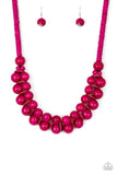 Paparazzi Wooden Necklace-Caribbean Covergirl-Pink All Eyes On U Jewel