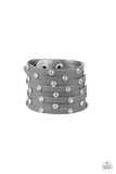 Paparazzi Silver Leather Bracelet-Sass Squad All Eyes On U Jewelry