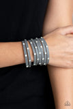 Paparazzi Silver Leather Bracelet-Sass Squad All Eyes On U Jewelry