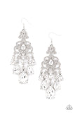 Queen Of All Things Sparkly White Paparazzi Earrings All Eyes On U 