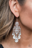 Queen Of All Things Sparkly White Paparazzi Earrings All Eyes On U 