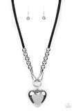 Paparazzi Leather Necklace-Forbidden Love Black All Eyes On U Jewelry