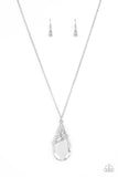 Paparazzi White Rhinestone Necklace- Demandingly Diva All Eyes On U 