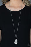 Paparazzi White Rhinestone Necklace- Demandingly Diva All Eyes On U 