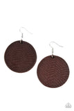 Leathery Loungewear - Brown Paparazzi Leather Earrings All Eyes On U 