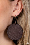 Leathery Loungewear - Brown Paparazzi Leather Earrings All Eyes On U 