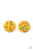 Kaleidoscope Sky - Yellow Paparazzi Earrings All Eyes On U Jewelry