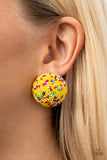 Kaleidoscope Sky - Yellow Paparazzi Earrings All Eyes On U Jewelry