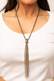 Metallic MESH-Up - Brass Paparazzi Necklace