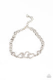 Desirable Dazzle - White Rhinestone Heart Paparazzi Bracelet All Eyes 