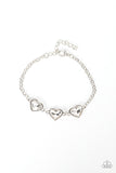 Little Heartbreaker - White Heart Rhinestone Paparazzi Bracelet All 
