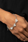 Little Heartbreaker - White Heart Rhinestone Paparazzi Bracelet All 