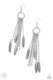 Thrifty Tassel - Silver Paparazzi Earrings