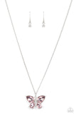 Free-Flying Flutter - Pink Paparazzi Necklace All Eyes On U Jewelry