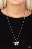 Free-Flying Flutter - Pink Paparazzi Necklace All Eyes On U Jewelry
