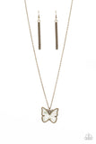 Gives Me Butterflies - Brass Paparazzi Necklace All Eyes On U Jewelry