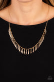 Striking Sheen - Gold Paparazzi Necklace All Eyes On U Jewelry