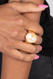Gold Leaf Glam - White Paparazzi Ring All Eyes On U Jewelry