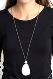 Geometric Glow - White Paparazzi Necklace All Eyes On U 