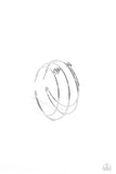 Theater HOOP - White Paparazzi Earrings All Eyes On U Jewelry