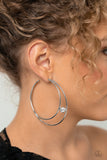Theater HOOP - White Paparazzi Earrings All Eyes On U Jewelry