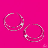 Theater HOOP - White Paparazzi Earrings All Eyes On U Jewelry