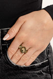 Tilted Triplets - Brass Paparazzi Ring All Eyes On U Jewelry
