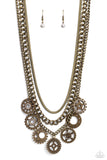 Running Out of STEAMPUNK - Brass Paparazzi Necklace All Eyes On U Jewe