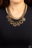 Running Out of STEAMPUNK - Brass Paparazzi Necklace All Eyes On U Jewe