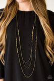 Shimmer Showdown Brass Paparazzi Necklace All Eyes On U