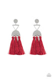 Tassel stripping Red Paparazzi Earrings