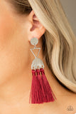 Tassel stripping Red Paparazzi Earrings
