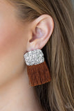 Plume Blossom Brown Paparazzi Earrings