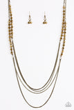 Shimmer Showdown Brass Paparazzi Necklace All Eyes On U