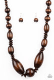 Summer Breezin Brown Wooden Necklace- Paparazzi