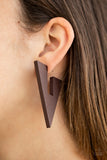 Brown Wooden Paparazzi Earrings All Eyes On U