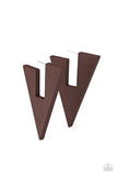 Brown Wooden Paparazzi Earrings All Eyes On U